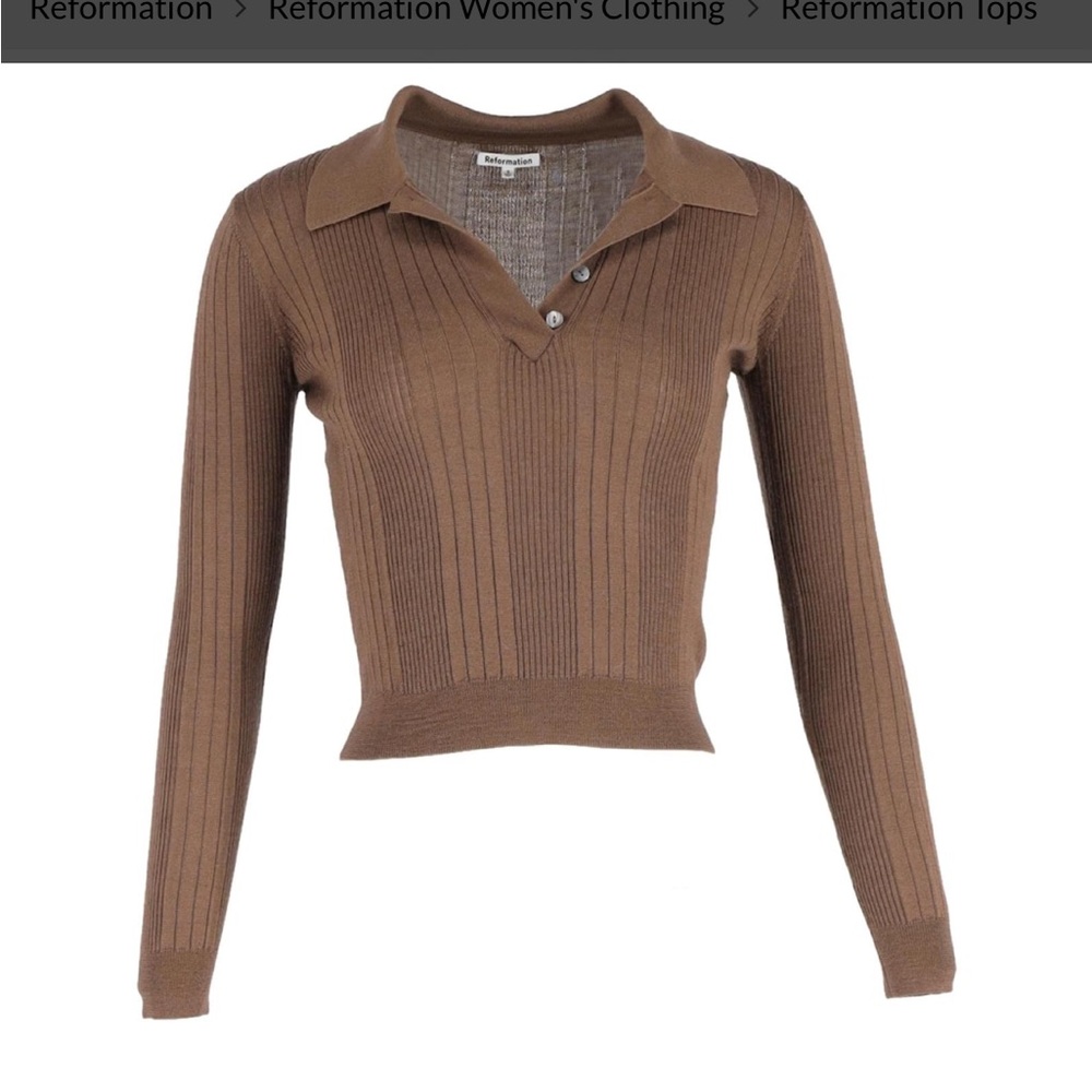 Reformation Chocolate Ribbed Knit Sweater